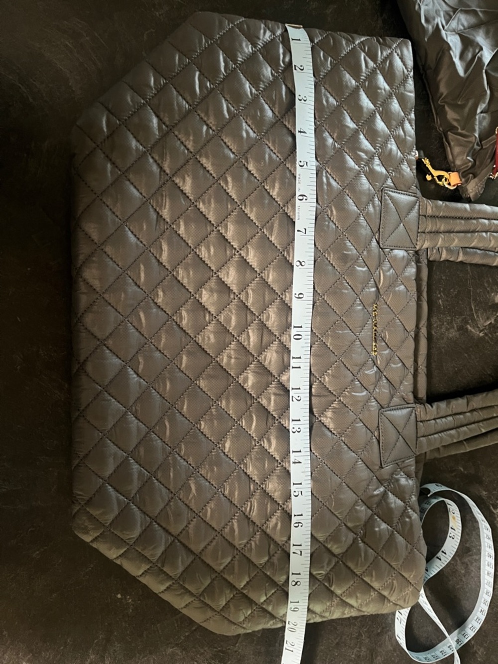 MZ Wallace Quilted Grey Tote with Gold Logo - Picture 5 of 10